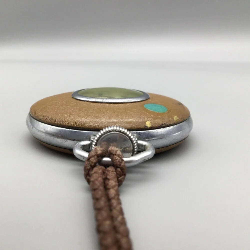 Vintage Ingraham The E Pocket Watch Leather 50mm Monogram AWB Manual Wind